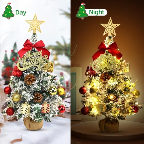 24 Inch Green Artificial Tabletop Christmas Tree with LED Lights C98150