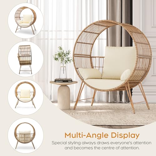Oversized Wicker Egg Chair with Cushions O50613