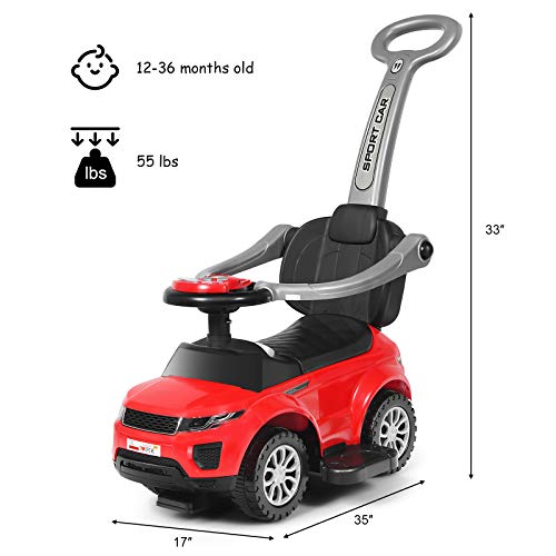3 in 1 Ride on Push Car with Parental Handle (Pink) L557
