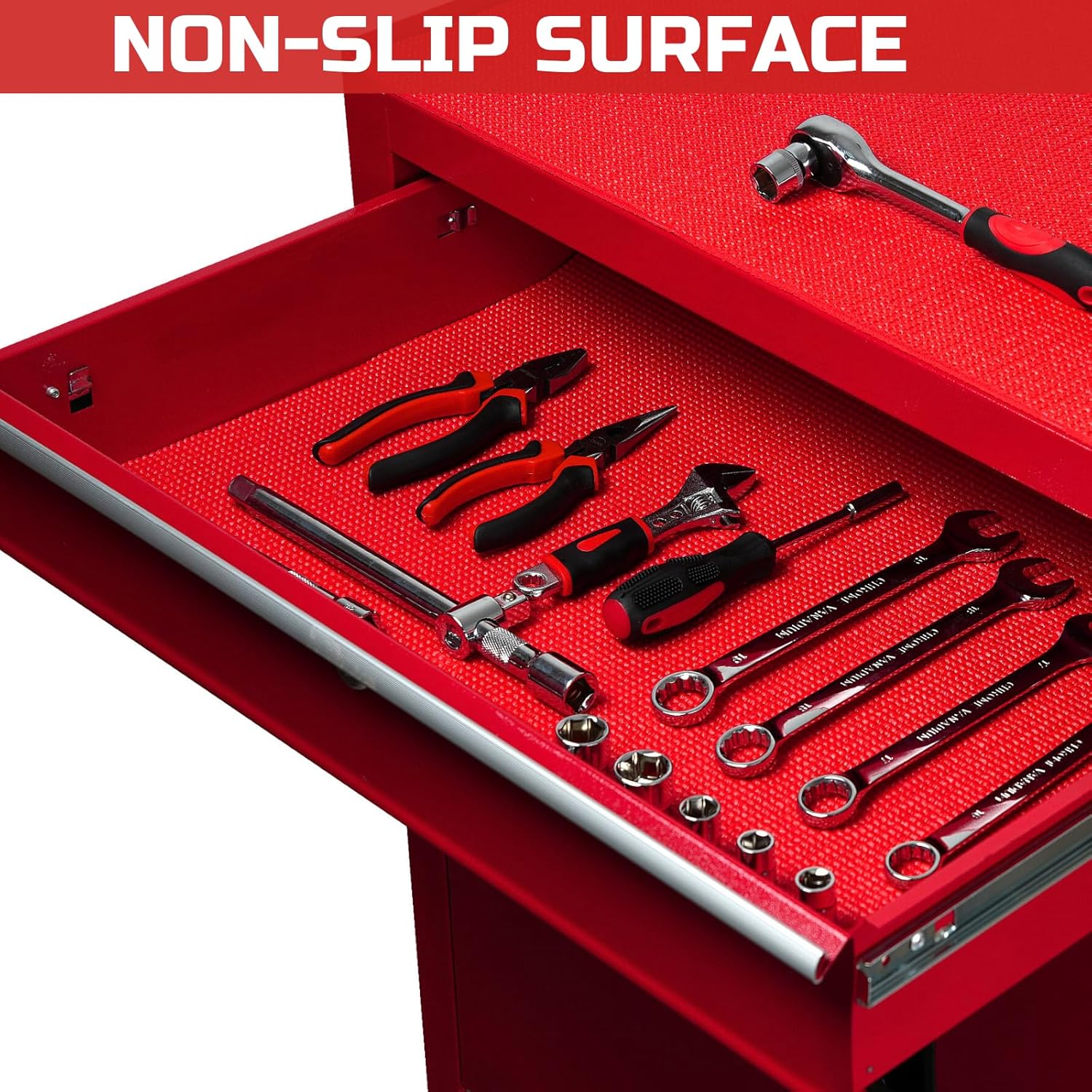 Red Non-Slip Heavy Duty Tool Box Liner 16 inch Wide x 18 ft L38761