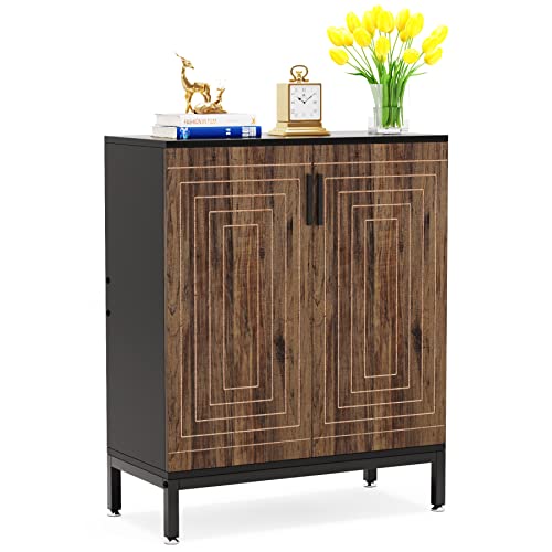 Shoe Cabinet with Doors, 20 Pairs Storage Organizer (Brown/Black) W16487