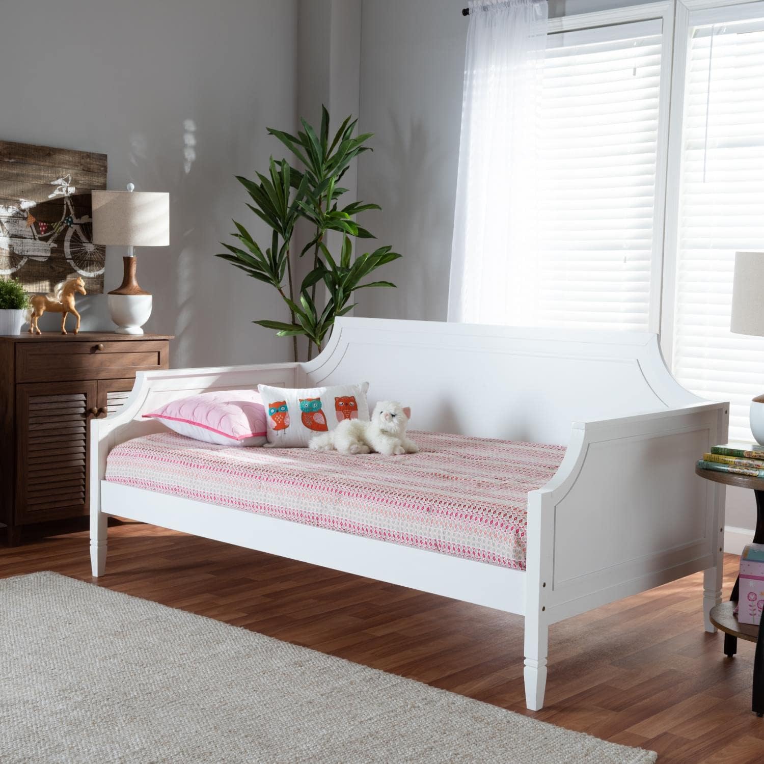 White Wood Twin Size Daybed O371