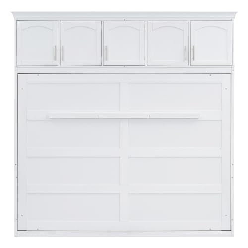 Full Size Murphy Bed with Drawer, Gray Q7150
