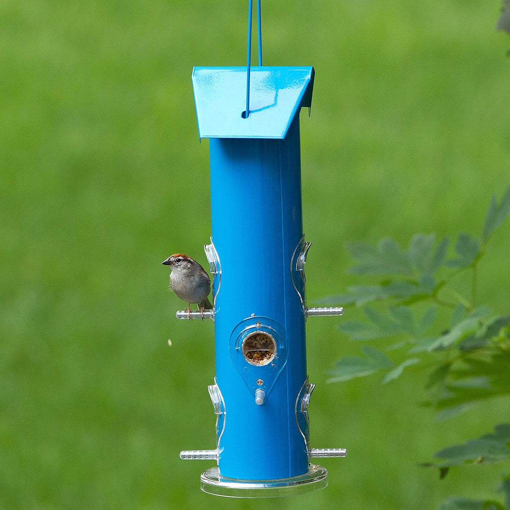 Blue Metal Tube Wild Bird Feeder I2522