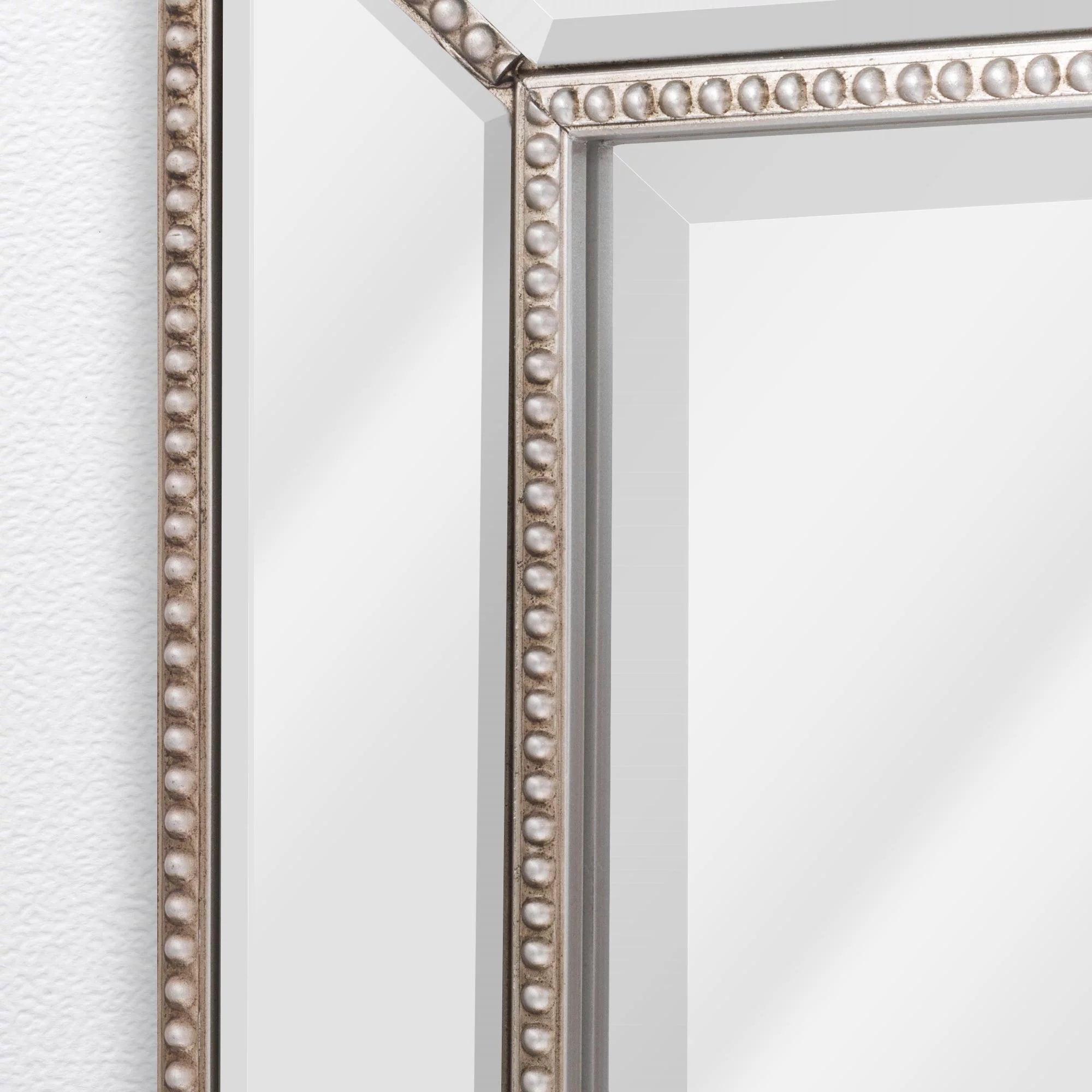 Champagne Silver Beaded Glass Framed Vanity Mirror 20"x32" E744385
