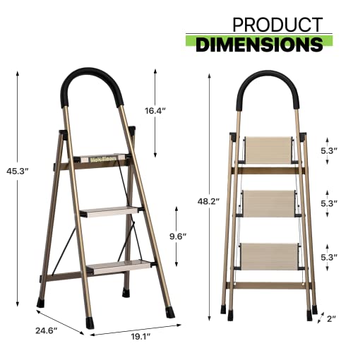 Aluminum 3-Step Folding Step Stool with Padded Grip X4917