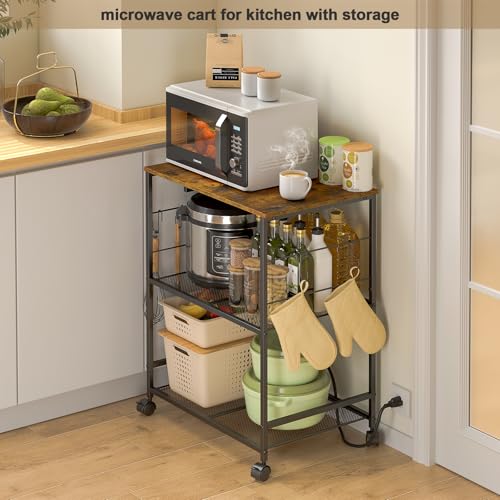 3 Tier Rolling Kitchen Cart with Lockable Wheels Y3803
