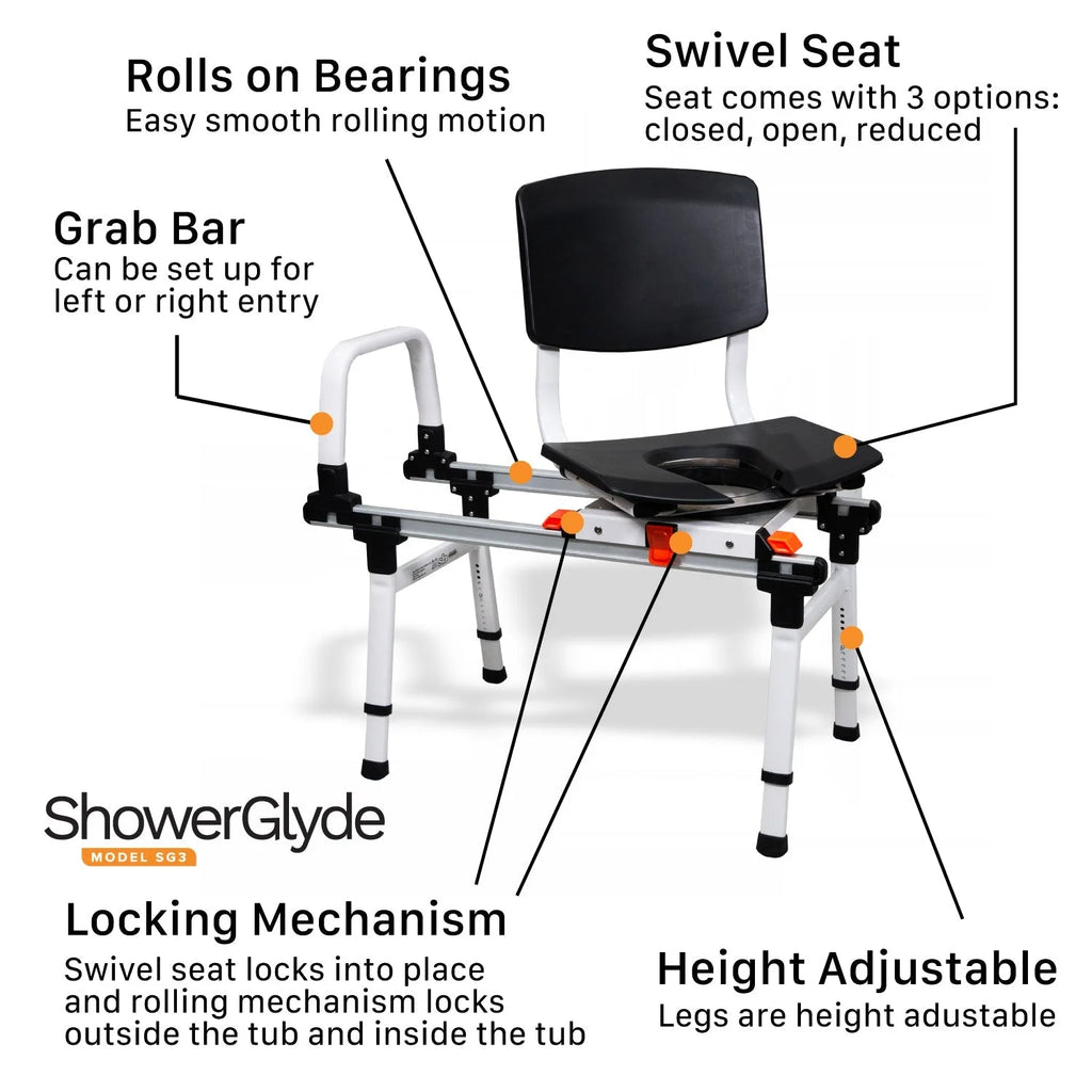 Sliding Shower Transfer Bench with Swivel Seat X2777