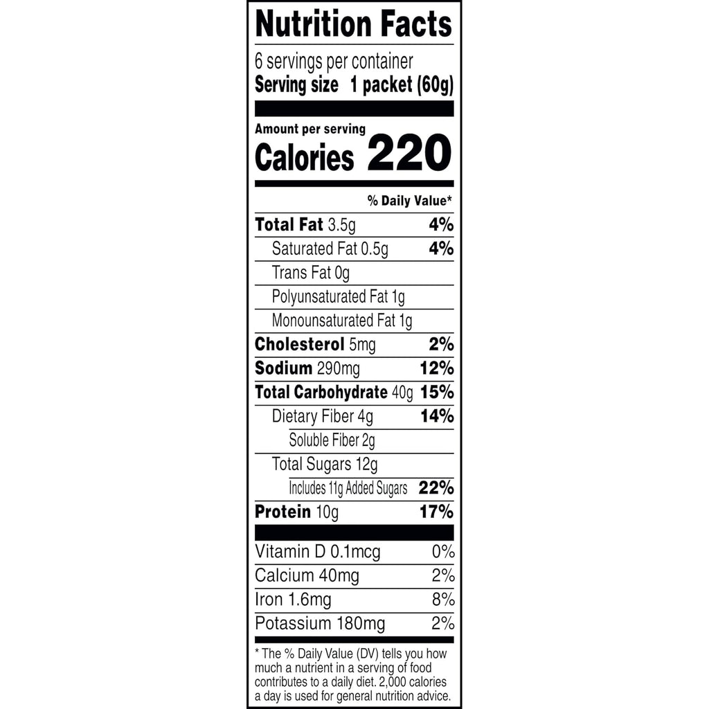 Protein Maple Brown Sugar Instant Oatmeal, 12.6 oz, Pack of 6 H613