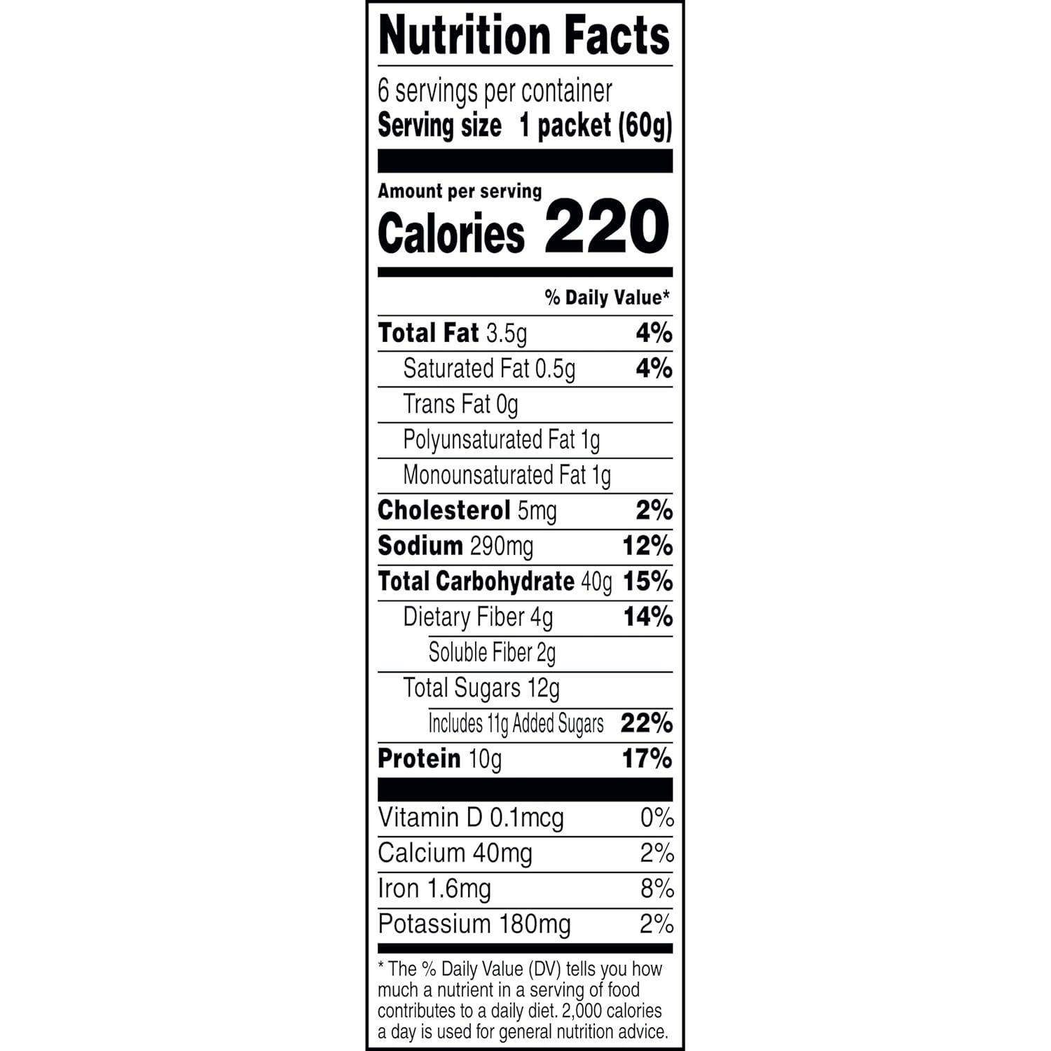 Protein Maple Brown Sugar Instant Oatmeal, 12.6 oz, Pack of 6 H613