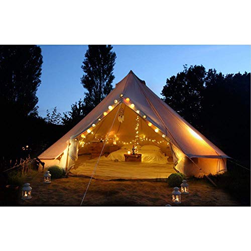 Beige Large Waterproof Cotton Canvas Bell Tent with Roof Stove Jack Hole U492491