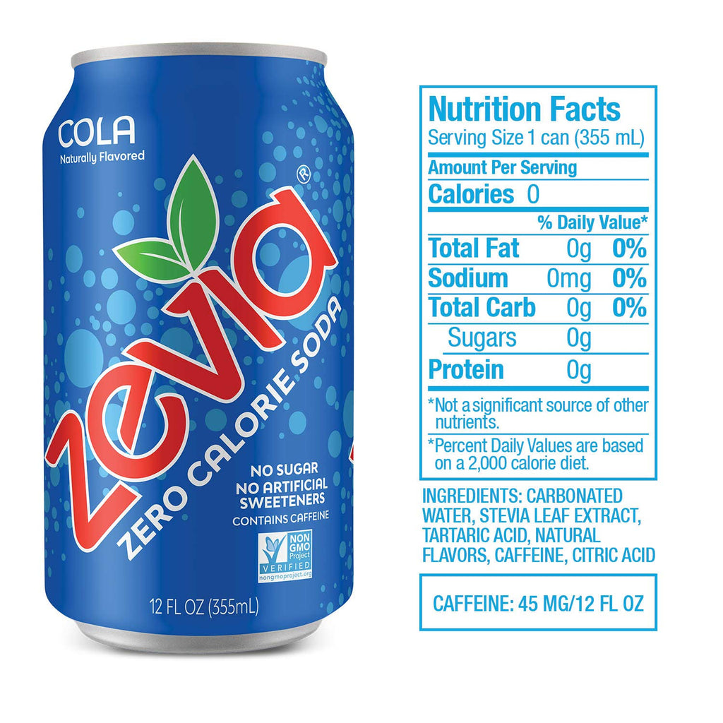 Zero Calorie Soda Cola 12 Ounce Cans Pack of 24 and Zero Calorie Energy Drink Raspberry Lime 12 Ounce Cans Pack of 12 O965717