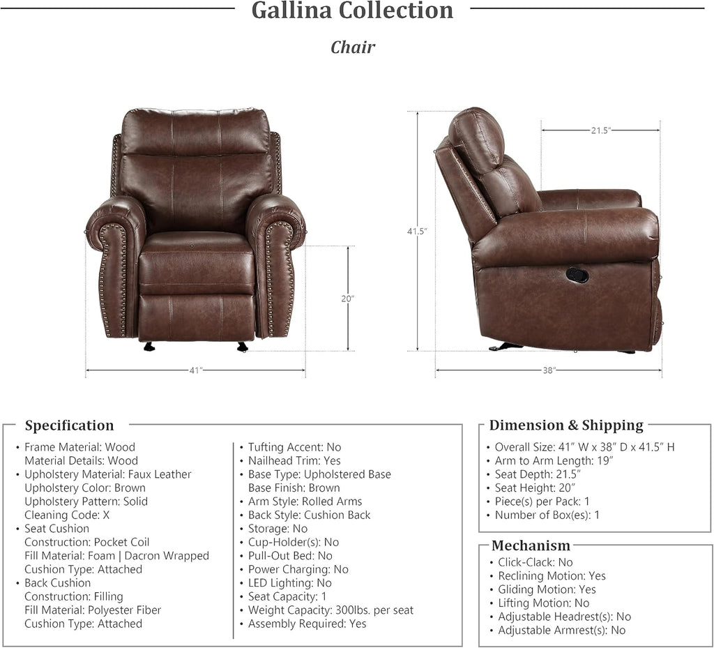 Brown Glider Recliner H1659