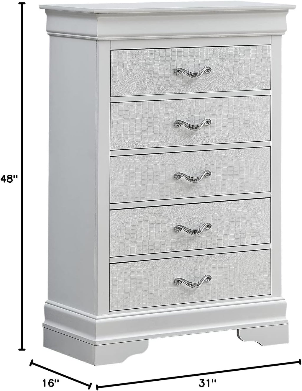 5 Drawer Chest in Pearl White S253179