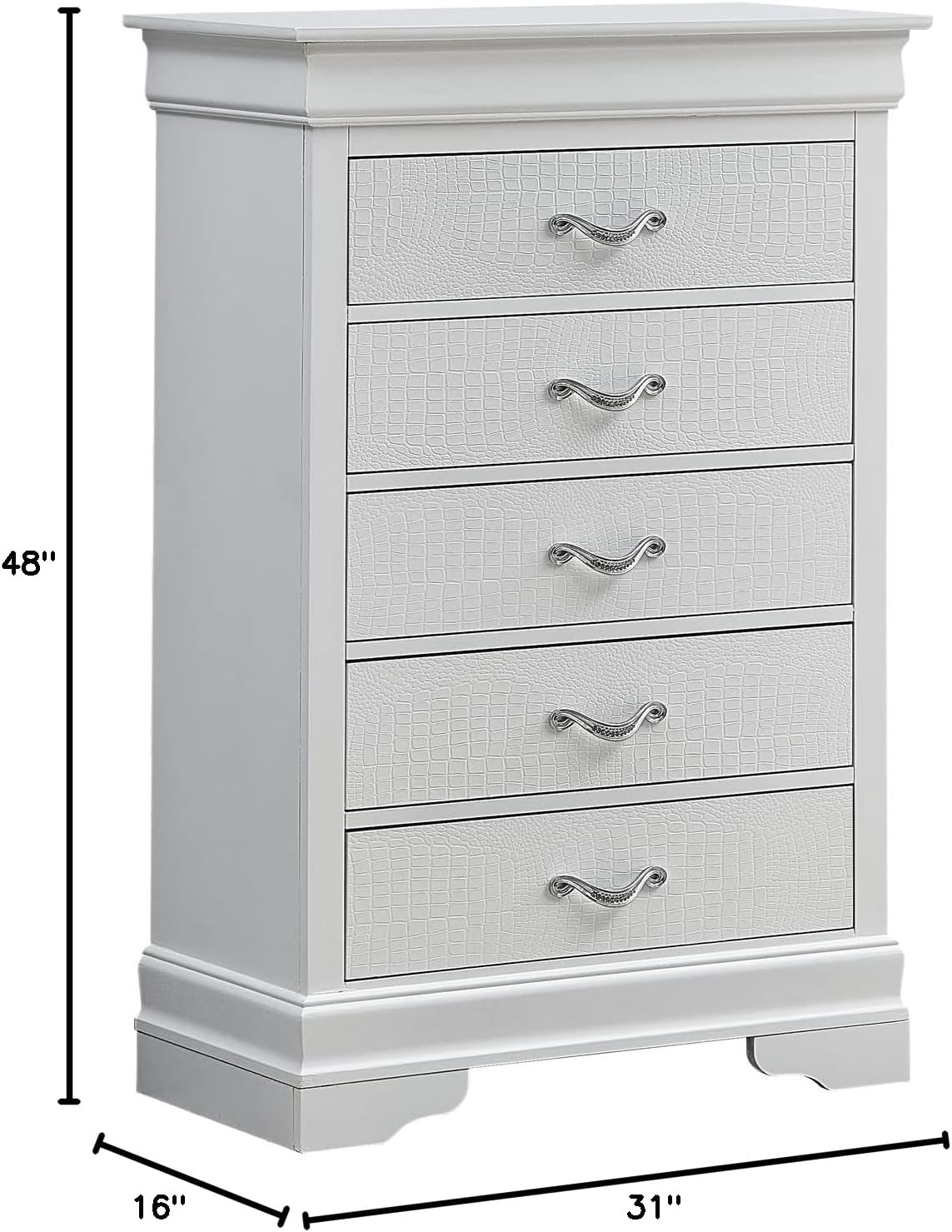 5 Drawer Chest in Pearl White S253179