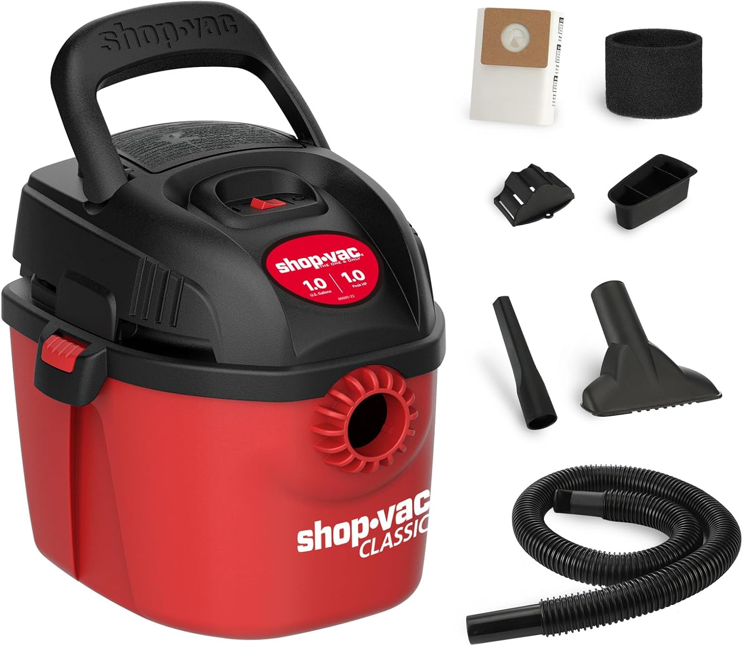 Portable Wet/Dry Vacuum with Nozzle Kit and LED Light O252