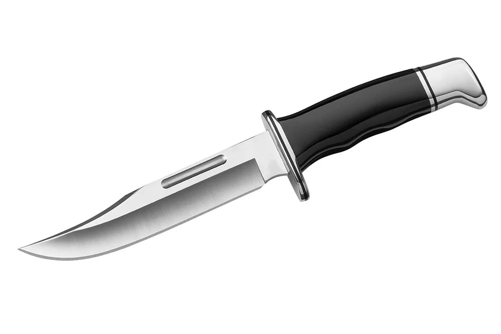 Black Fixed Blade Knife with Leather Sheath E409482