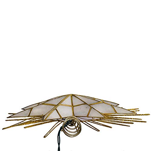 12" Gold Lighted Capiz Tree Topper Star Z7855