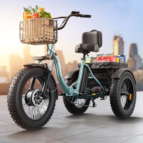 Electric Tricycle 20" Fat Tire 3 Wheel Folding with Large Rear Basket Y46505