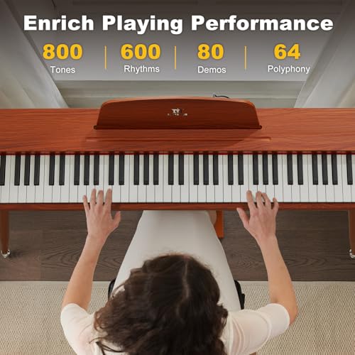 88 Key Semi Weighted Digital Piano Keyboard with 3-Pedal Unit, Built-In Speakers, USB/MIDI (Black) Z290