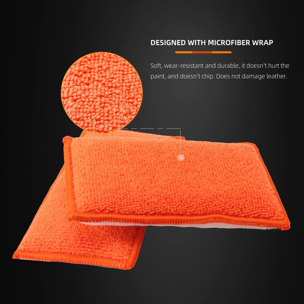 8Pcs Microfiber Car Wax Applicator Sponge, 6in x 3.3in x 0.8in B985971