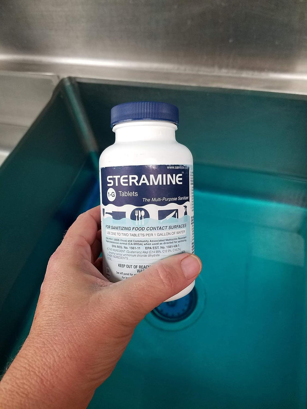150 Sanitizer Tablets per Bottle, Blue, Pack of 1 Bottle K230