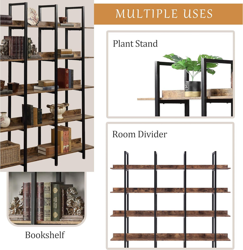 5 Tier Open Bookshelf with Metal Frame F9589