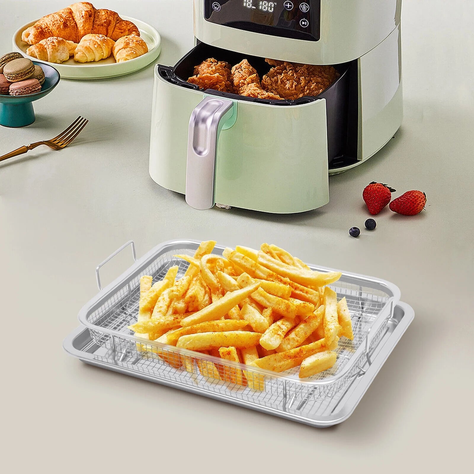 Stainless Steel Air Fryer Basket 2 Piece Set T141
