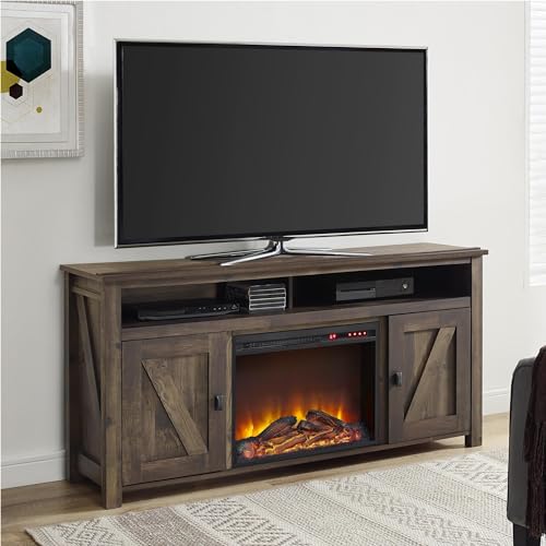 Black Oak Electric Fireplace Console TV Stand O65949