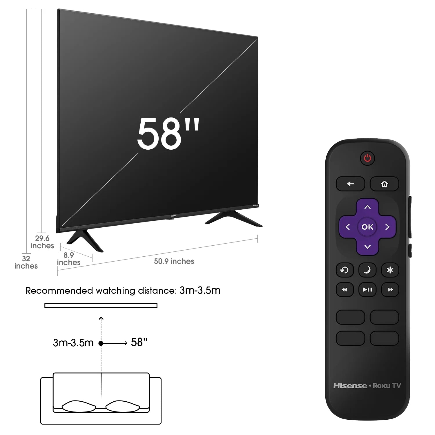 58" 4K UHD LED Roku Smart TV HDR R2771