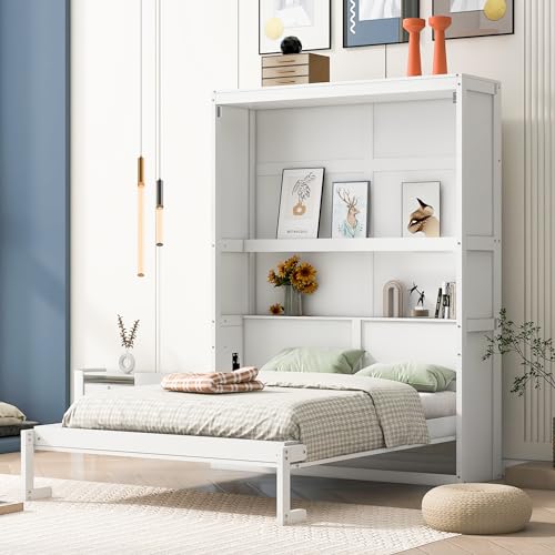 Queen Size Murphy Bed with Storage Shelves Z67263