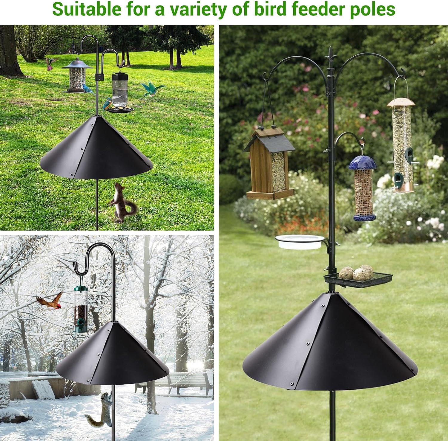 Black 1 Pack Squirrel Baffle for Bird Feeder Pole G10653