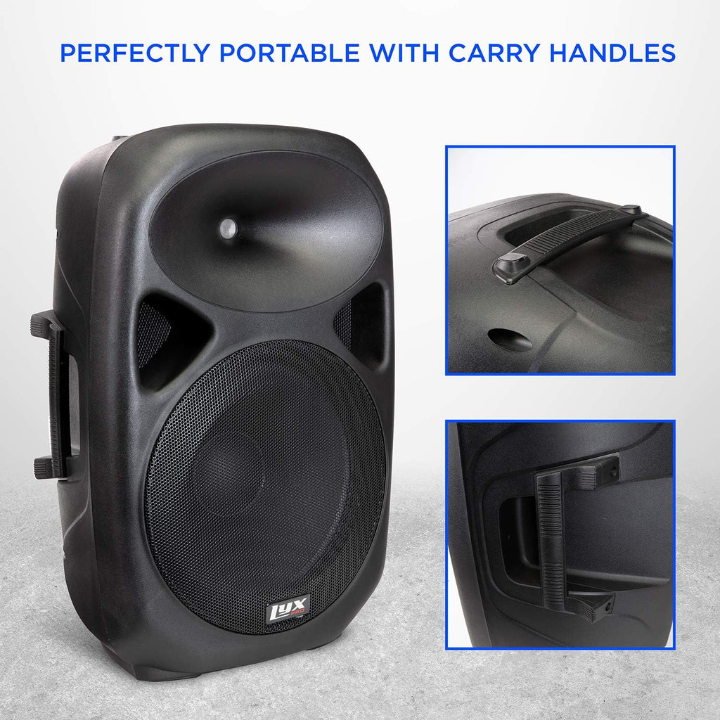 15 Inch PA Active Speaker System with Bluetooth, MP3, USB, SD Card Slot W4324
