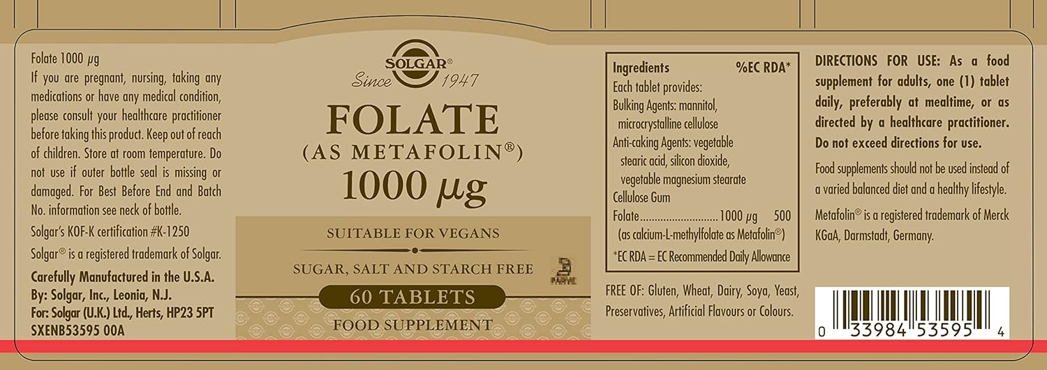 Folate 1000 mcg 60 Tablets L342