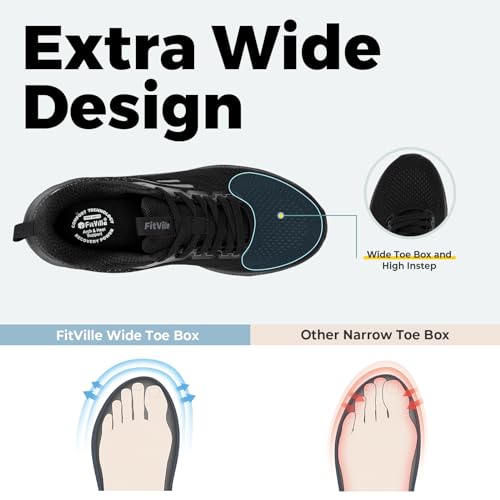 Mens Wide Width Walking Sneakers with Arch Support Q6047
