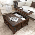 Brown Wood Lift Top Coffee Table with Storage and USB Port R611