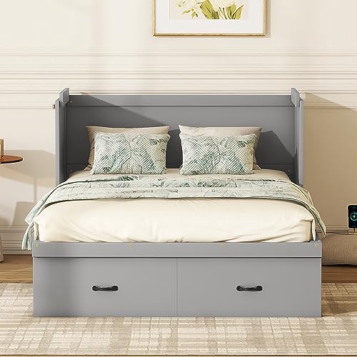 White Solid Wood Queen Size Murphy Bed Y43937