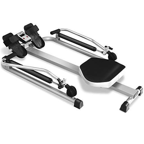 Hydraulic Rowing Machine with Adjustable Cylinder Resistance up to 110lbs & LCD Monitor V9029