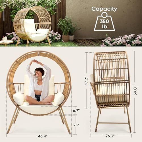 Oversized Wicker Egg Chair with Cushions O50613