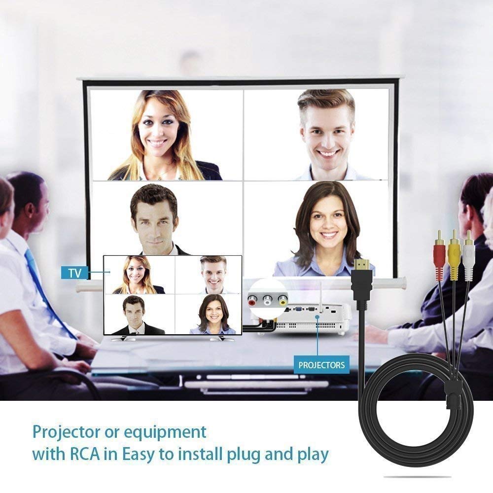 HDMI to RCA Cable, 1080P 5ft/1.5m HDMI Male to 3-RCA Video Audio AV Cable R899