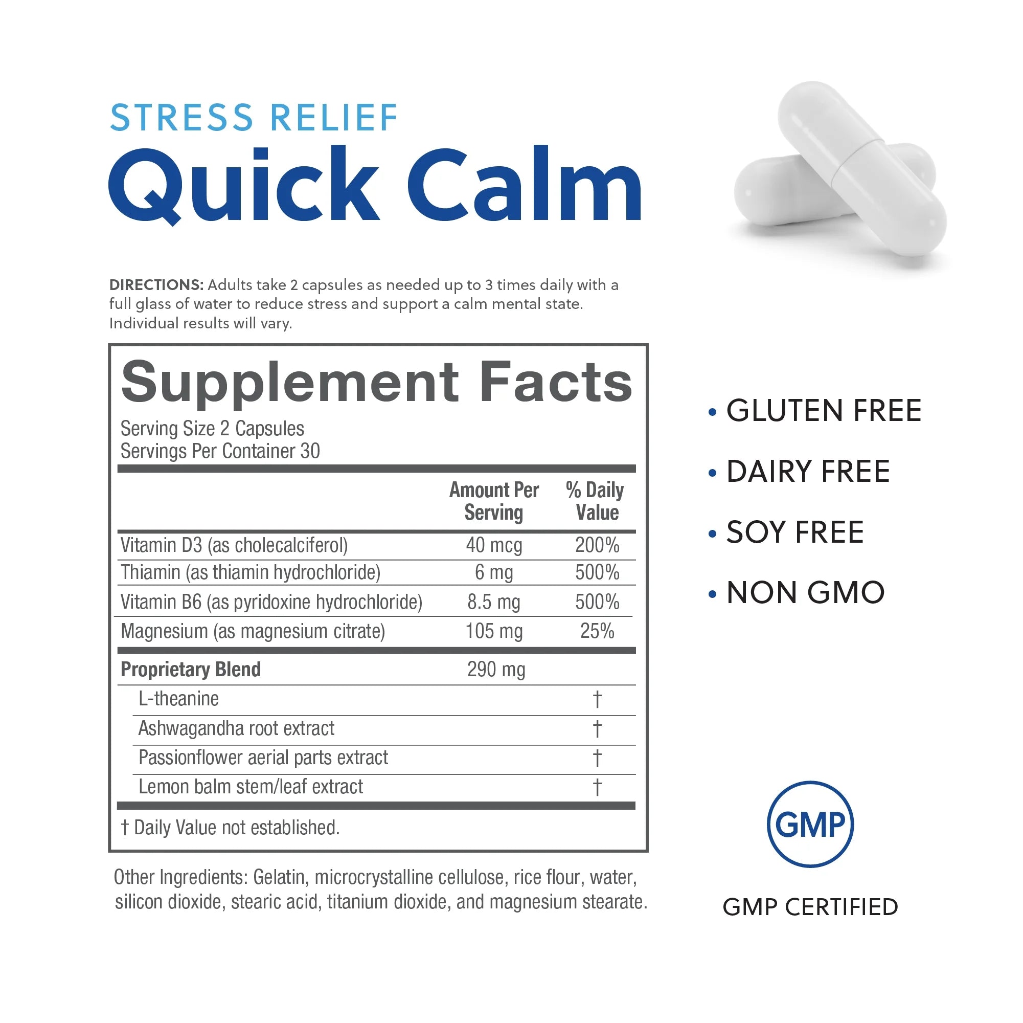 60 Capsules Mood Support Supplement with Ashwagandha, L-Theanine, and Passionflower S6383