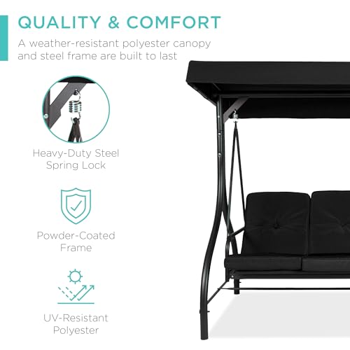3-Seat Outdoor Canopy Swing Glider with Removable Cushions J5423