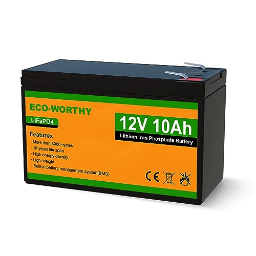 12V 10Ah Lithium LiFePO4 Deep Cycle Battery with Built-in BMS I3029
