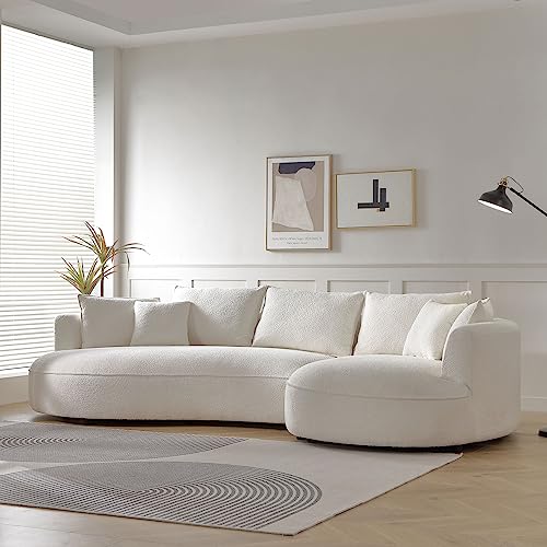 128.74" Orange Eco-leather Curved 5-Seat Sectional Sofa J4255