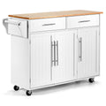 White Wood Top Rolling Storage Cabinet S4728
