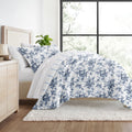 Cabbage Rose Stripe Ultra Soft Reversible Comforter Bed Set H344