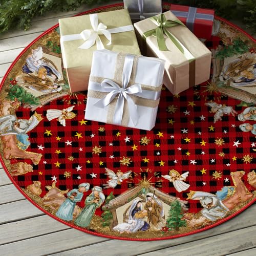 Buffalo Plaid Christmas Tree Skirt 48 Inch K414