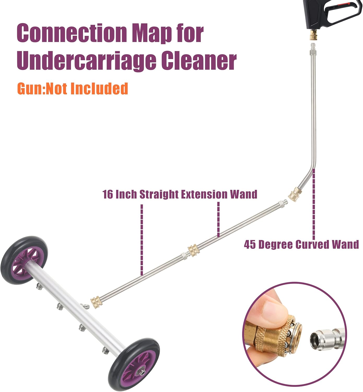 16 Inch Undercarriage Cleaner Attachment with 3 Pcs Extension Wand, 4000 PSI T49469