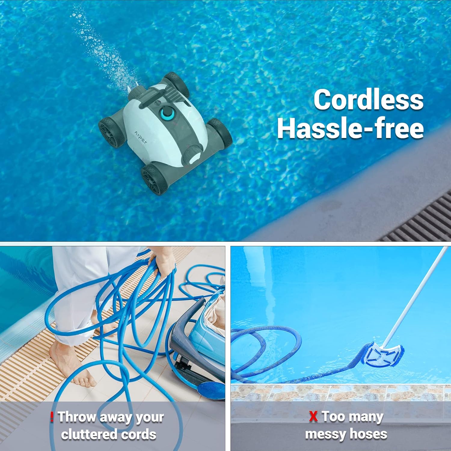 Cordless Robotic Pool Cleaner with Dual-Drive Motors K790