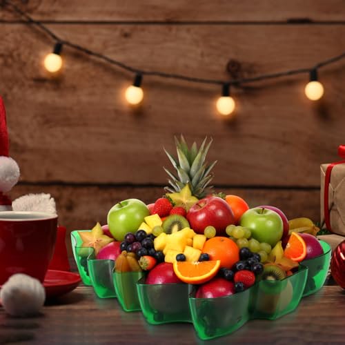 2 Pcs Christmas Tree Shaped Plastic Green Serving Tray G169